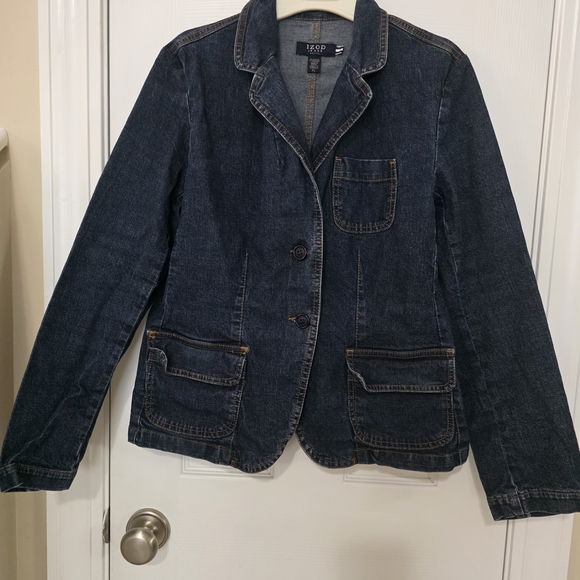 Izod Jackets & Blazers - Izod Dark Blue Jean Jacket for Women